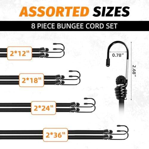 Heavy Duty Bungee Cords with Hooks, 1/3Inch Thick, No Odour, Max Load 40kg - Image 2