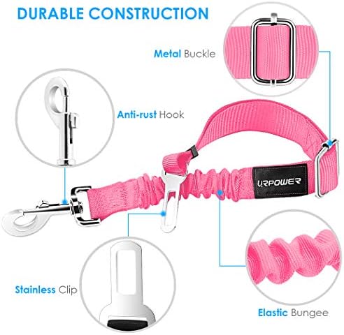 URPOWER 2 Pack Dog Seat Belt, Retractable Dog Car Harness Adjustable Pet Safety - Image 2