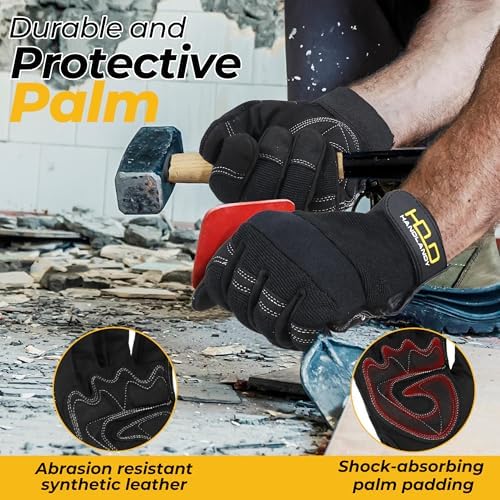 HANDLANDY Work Gloves for Men & Women, Utility Mechanic Working Gloves Touch - Image 2