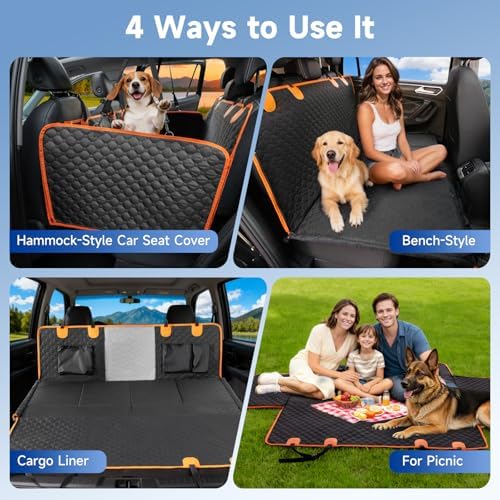 Dog Car Seat Cover for Back Seat Waterproof Oxford Fabric, Hard Bottom Back - Image 7