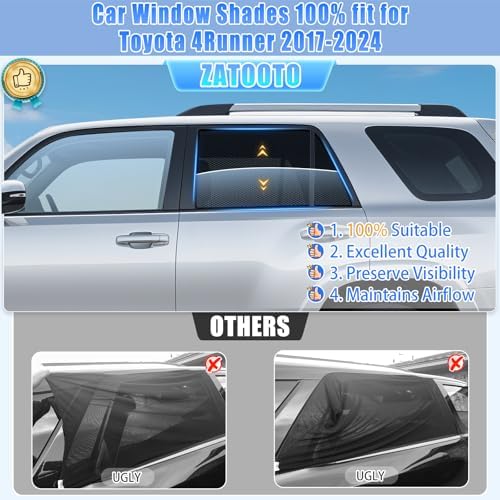 ZATOOTO Toyota 4Runner Window Shades 2017-2024, Blocks 99% UV Rays & Heat - Image 2