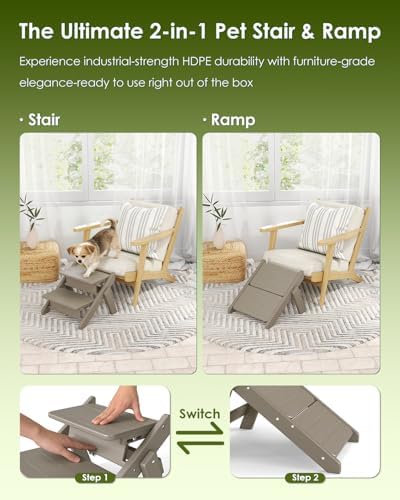 GREENVINES Foldable Dog Stairs & Steps, 2-in-1 HDPE Pet Ramp - Image 7