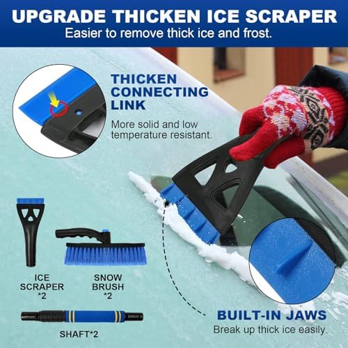 2Pack Ice Scrapers for Car Windshield, 2-in-1 Snow Scraper and Snow Brush for - Image 2