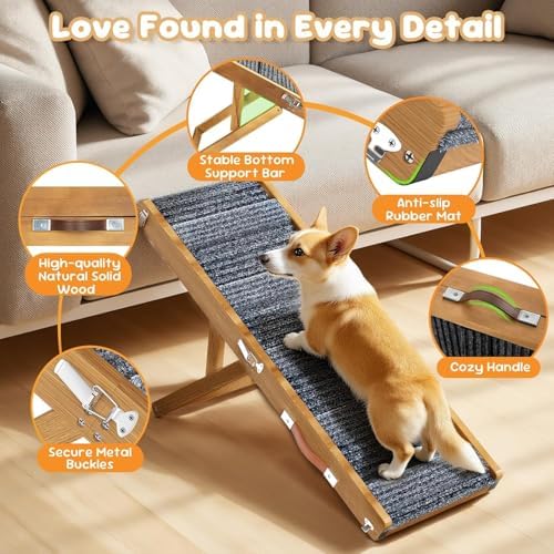 Pawaboo Dog Ramp for Couch Foldable, 5 Ajustable Height from 9.8" to 20.5" - Image 3