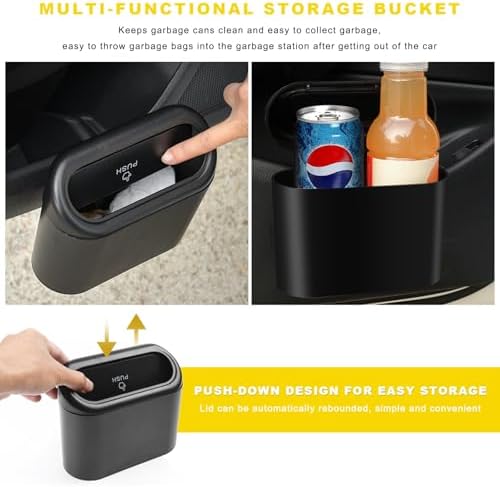 Car Trash Can Bin with Lid, Mini Portable Auto Garbage Can with 15Pcs Trash Bags - Image 4