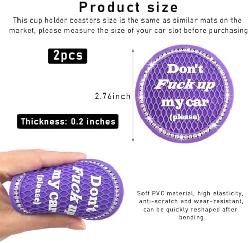 2 PCS Bling Car Cup Coaster, 2.75 Inch Anti-Slip Cup Holder Insert Coasters - Image 2