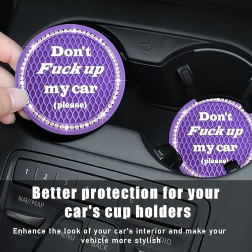 2 PCS Bling Car Cup Coaster, 2.75 Inch Anti-Slip Cup Holder Insert Coasters - Image 4