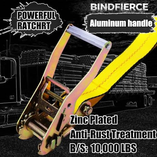 2 Pack Ratchet Straps Heavy Duty, 000 Lbs Break Strength, Cargo Straps - Image 3