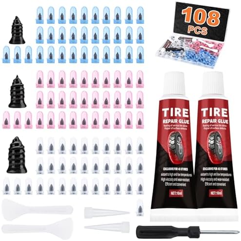 108 Pcs Tire Screw Plug Repair Kit, Tire Repair Screws by Unknown