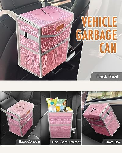 Pritent Car Trash Can with Lid Leakproof Car Garbage Bag Vehicle Trash Bin - Image 6