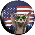 Flag Raccoon Rv Spare Tire Cover Wheel Tire Cover by OGKDLEW