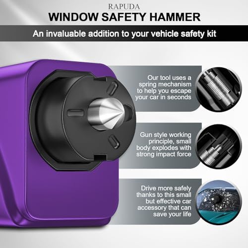 RAPUDA Window Breaker Seatbelt Cutter, 3-in-1 Mini Glass Breaker, 3 Pack Car - Image 3