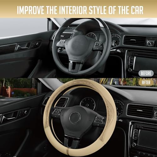 PIC AUTO Steering Wheel Cover, Universal Fit 14.5"–15.5", Soft PU Grain Leather - Image 6