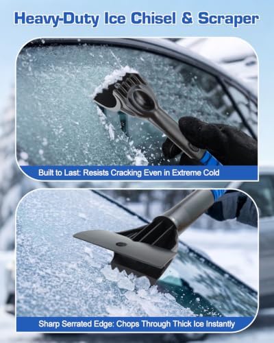 56" Long Snow Brush Ice Scraper and Squeegee - Image 6