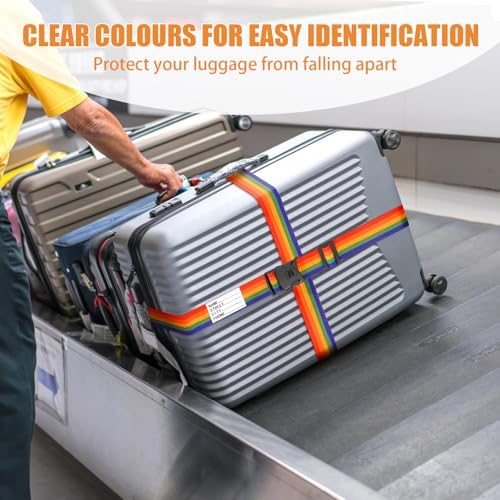 BILIONE Luggage Straps for Suitcases, Adjustable Lockable Suitcase Straps - Image 2
