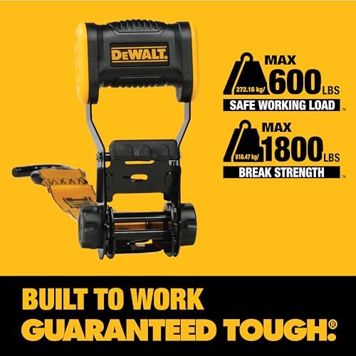 DEWALT 1.25"×12'×1, 800 lbs Light-Duty Ratchet Strap - Image 3