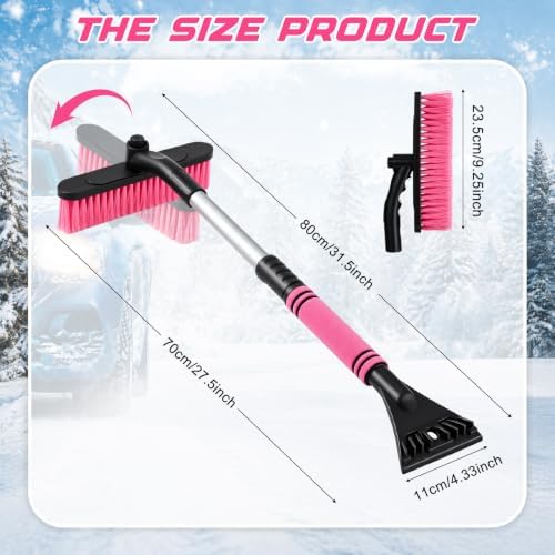 Ceenna 1 Set 32" Pink Extendable Snow Brush Ice Scraper - Image 2