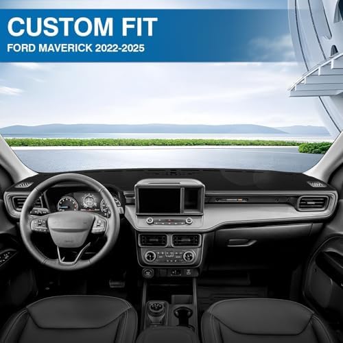 KUST Black Dash Cover for Ford Maverick 2022-2024 2025 2026 Polyester Dashboard - Image 3