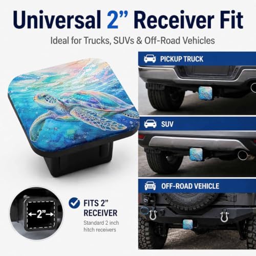 Trailer Hitch Covers Underwater Sea Turtle Heavy Duty 2 Inch Hitch Cover - Image 4