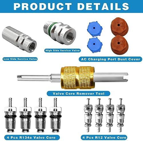 CANIPHA 17 Pcs Air Conditioning Valve Core Kit, R12 to R134a Conversion Kit - Image 7