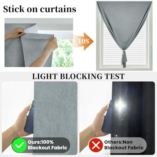 100% Blackout Magic Tape Stick On Curtains Window Shades Pull Down Blackout - Image 2
