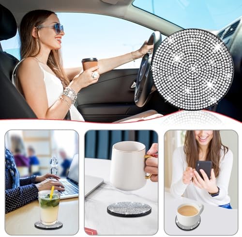 COCASES 4 Pack Bling Car Coasters, Car Cup Holder Coaster, Rhinestone Coaster - Image 5