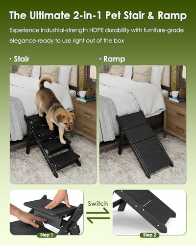 GREENVINES Foldable Dog Stairs & Steps, 2-in-1 HDPE Pet Ramp - Image 7
