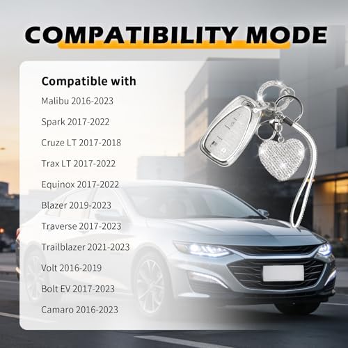 Compatible with Chevy Key Fob Cover, TPU Car Key Cover & Heart-shaped - Image 3