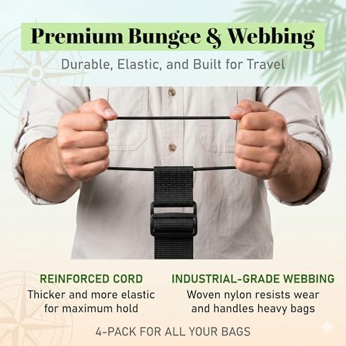 Add-A-Bag Luggage Straps 4 Pack, Adjustable Elastic Bungee Travel Suitcase - Image 7