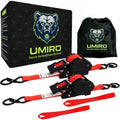 Retractable Ratchet Straps, 1 Inch x 12 Feet Heavy Duty Tie Downs, 1760lb Break by Umiro