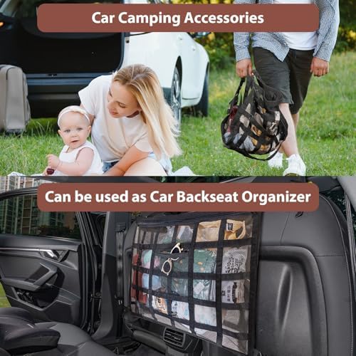 Upgrade Car Ceiling Cargo Net Pocket, 31.5"x21.6" Double-Layer Roof Storage - Image 4