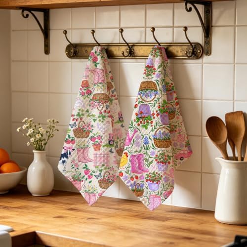 2 Pcs Farm Animals Kitchen Towels, Chicken Soft Absorbent Hand Tea Towel - Image 4