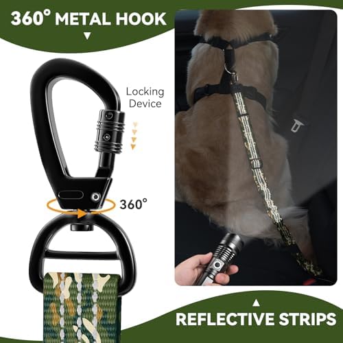 Pawaboo Dog Car Seat Belt– Reflective & Adjustable Dogs Cars Harness Leash - Image 2