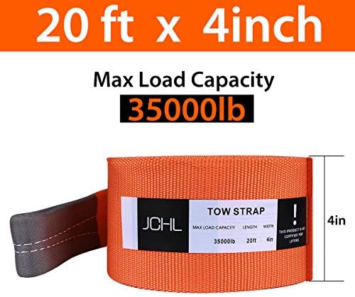 Recovery Tow Strap Heavy Duty Draw String 4" x20ft 35000LBS Rated Capacity Off - Image 3