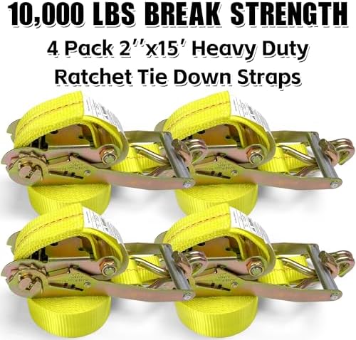 KJE Ratchet Straps Heavy Duty, 000 Lbs Max Break Strength, Tie Down Ratcheting - Image 2