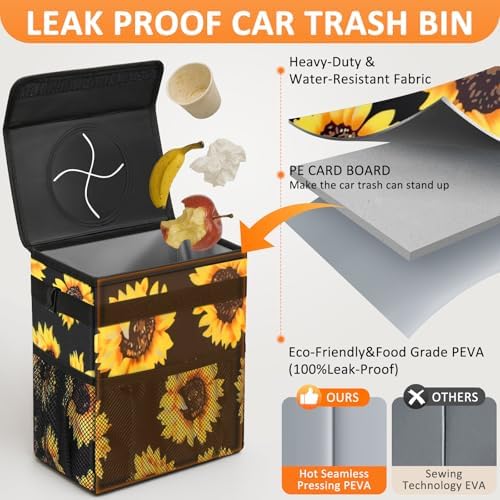 Vankor Car Trash Can with Lid Leak Proof Car Accessories - Image 3