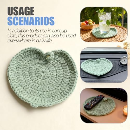 2PCS Handmade Crochet Car Cup Holder Coasters - Image 4