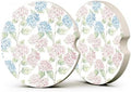 Blue Pink Hydrangea Car Coasters, Retro Coastal Floral Cup Holders by Unknown