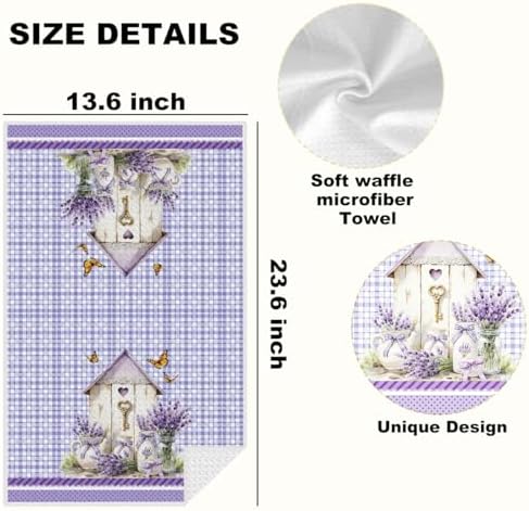 Lovdazzles 2 Pcs Purple Lavender Kitchen Towels Decorative Tea Towel - Image 2