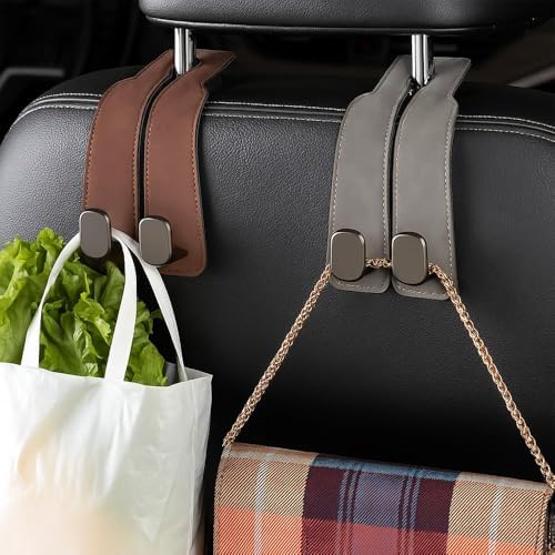 Car Seat Headrest Hooks for Purses and Bags Coat, Leather Car Bag Purse Holder - Image 3