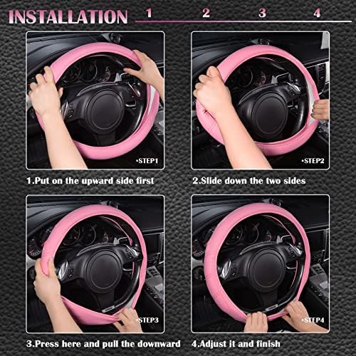 CAR PASS Line Rider Microfiber Leather Sporty 14.5-15 inch Car Steering Wheel - Image 6