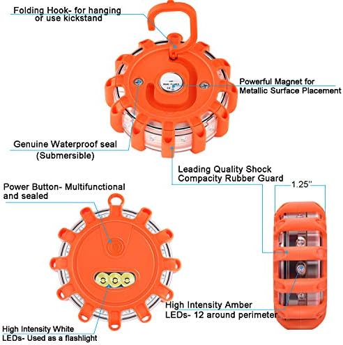 Tobfit 12 Pack LED Road Flares Emergency Lights Roadside Safety Beacon Disc - Image 4