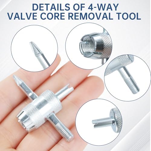 4 Pcs 4-Way Valve Core Removal Tool Stainless Steel Tire Valve Stem Tools - Image 3