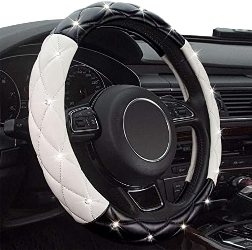 Black White Steering Wheel Cover, Anti-Slip Steering Wheel Protector - Image 3