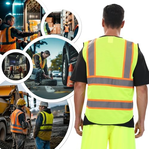 JKSafety Safety Vest for Men Women Hi Vis Reflective Vest JK220 YBlack 4XL - Image 6