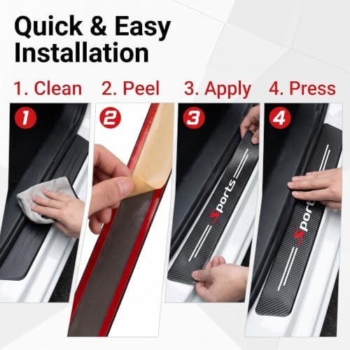 4 PCS Car Door Entry Sill Protector, Sports Carbon Fiber Style Anti‑Scratch - Image 5