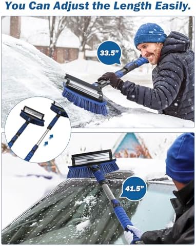 JOYTUTUS 41.5″ Extendable Snow Brush and Ice Scraper, 270°Pivoting Snow Scraper - Image 4
