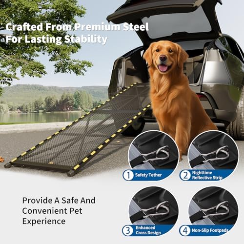 71" × 17", Steel Dog Car Ramp, 300 Lbs Capacity, Anti-Slip Surface - Image 4