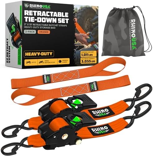 Rhino USA Retractable Ratchet Straps - 2in x 10ft by RhinoUSAInc