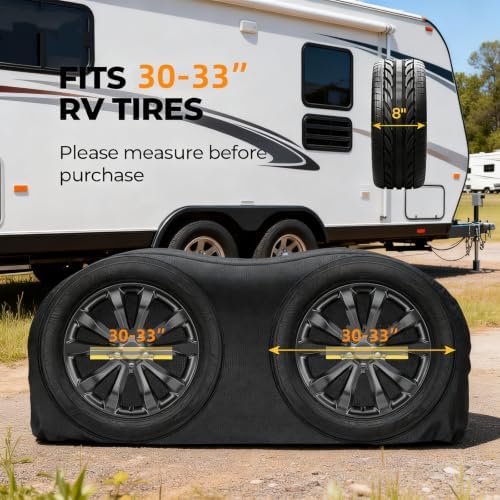 RV Tire Covers, Dual Axle Wheel Cover Fits 30-33" Diameter Tires - Image 3